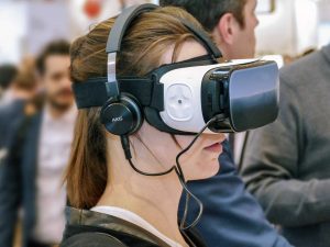 Woman wearing VR headset