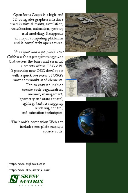 Back cover of the Open Scene Graph (OSG) Quick Start Guide.