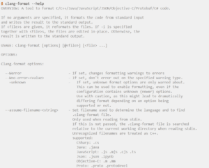 screenshot of clang-format document